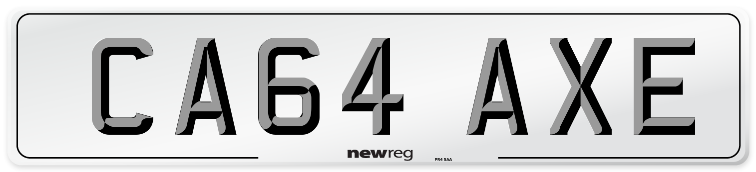 CA64 AXE Number Plate from New Reg
